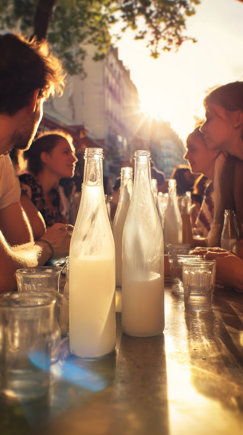 Real Testing — summer terrace scene at golden hour with European 20-somethings.